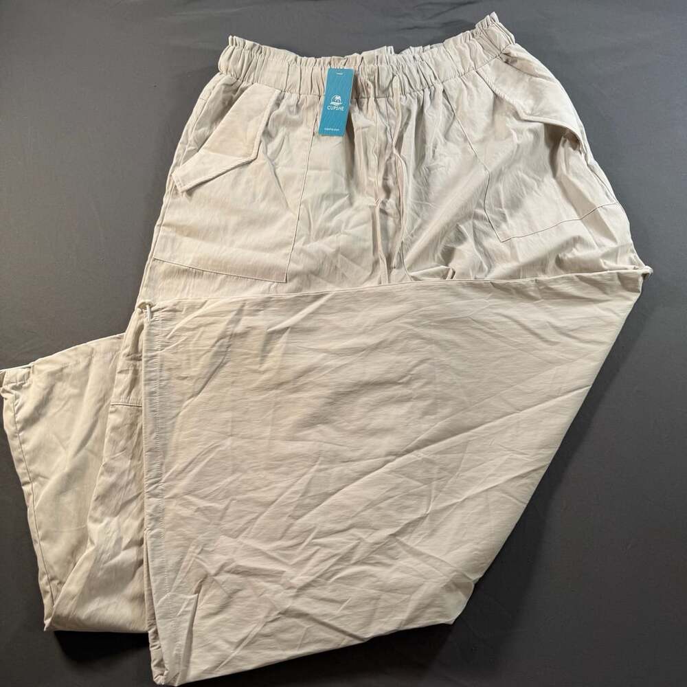 CUPSHE Women’s XL Beige Convertible Cargo Pants Wide Leg NWT